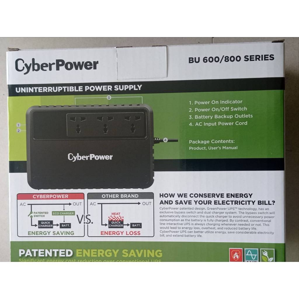 เครื่องสำรองไฟ CyberPower UPS BU600E 600VA/360W