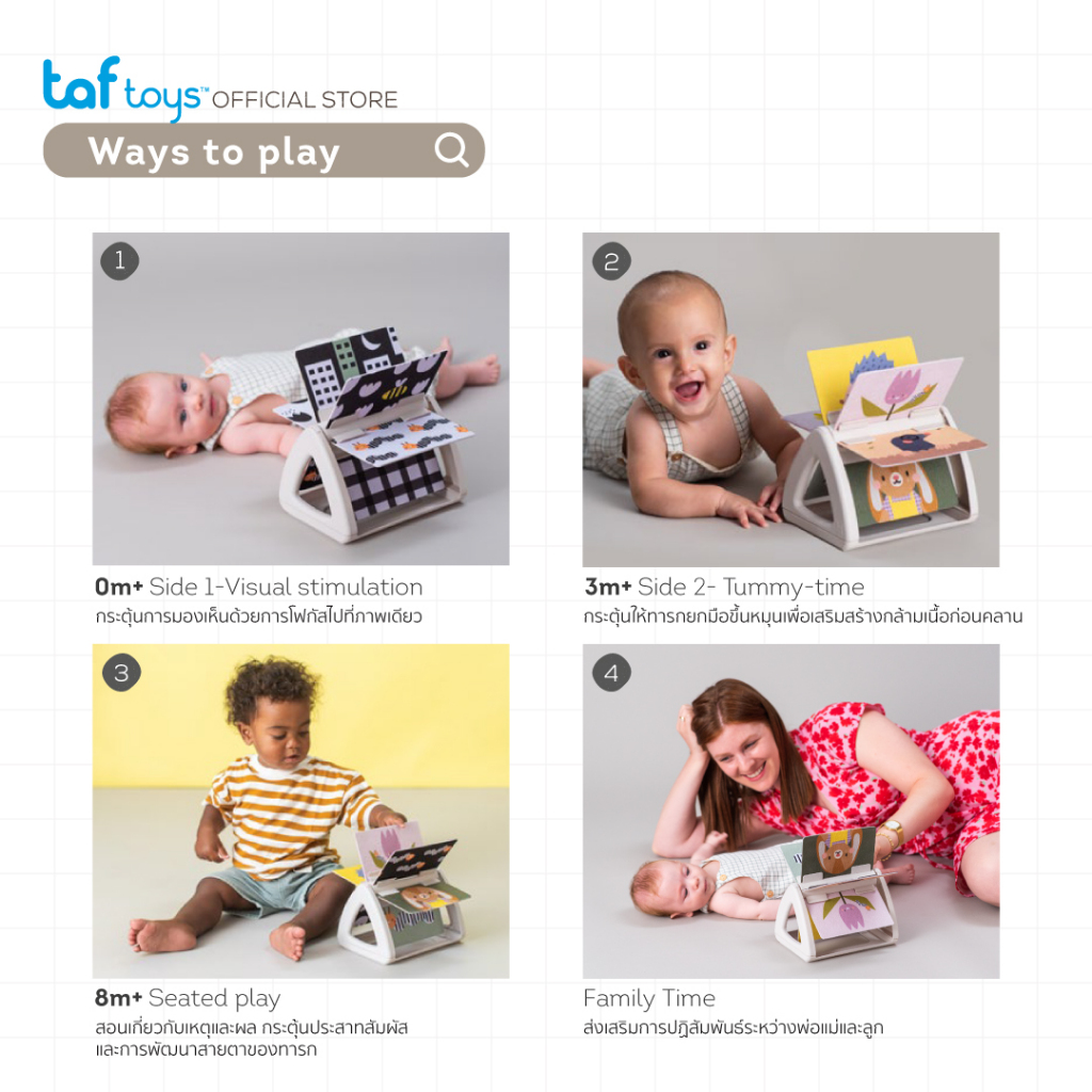 Taf Toys หนังสือผ้า สองด้านหมุนได้ Tummy Time Spinning Book หนังสือ เสริมพัฒนาการ 0 เดือน ขึ้นไป รูปที่ 6