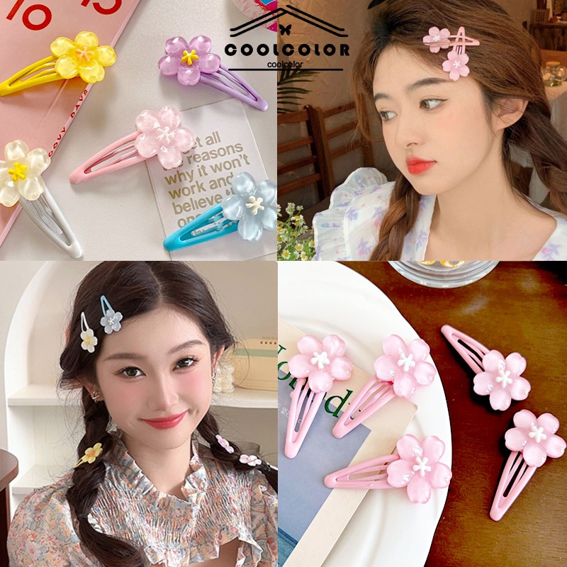 ในไทย กิ๊บติดผมซากุระหยดน้ำน่ารักๆสีชมพูหวานแหววด้านข้างสําหรับผู้หญิงเครื่องประดับผมจัดส่งที่รวดเร็ว