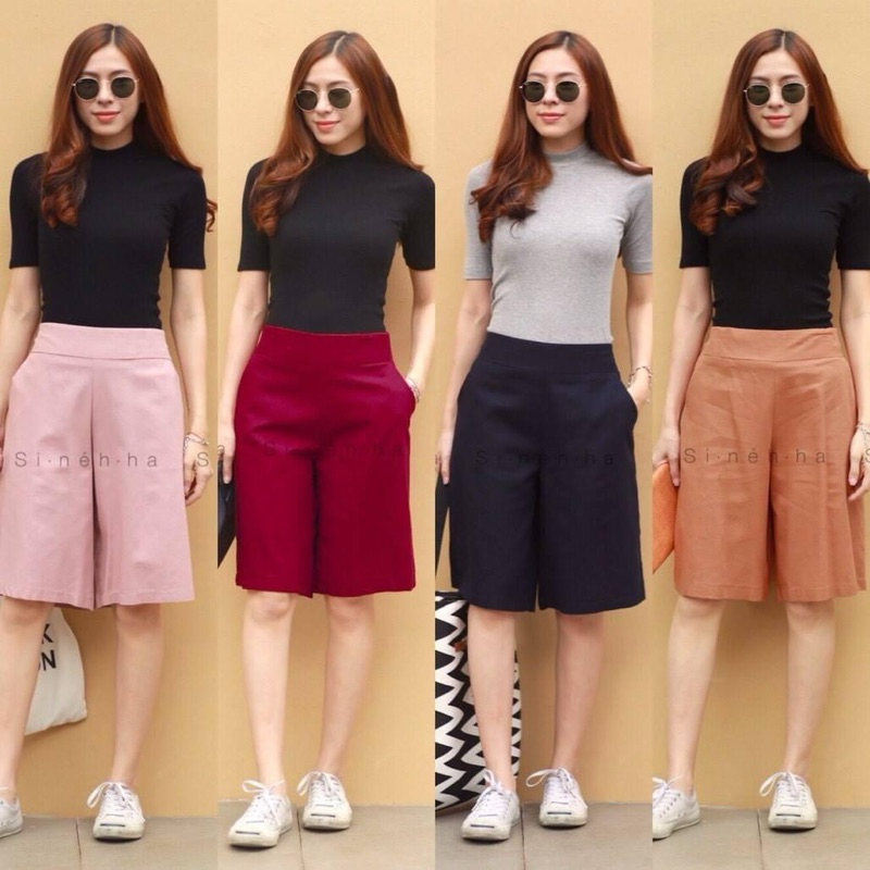 กางเกง3ส่วนคนอ้วนผ้าลินินและผ้ายีนส์ เอวฟรีไซส์ เอวสม็อคหลัง มี2ขนาดให้เลือก เอวF28-35สะโพก42 และ เอ