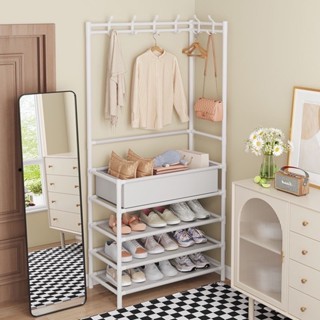 Hommy !!! ราวแขวนผ้า+ ชั้นวางของ ราวแขวนเสื้อผ้าแบบเข้ามุม+ม…