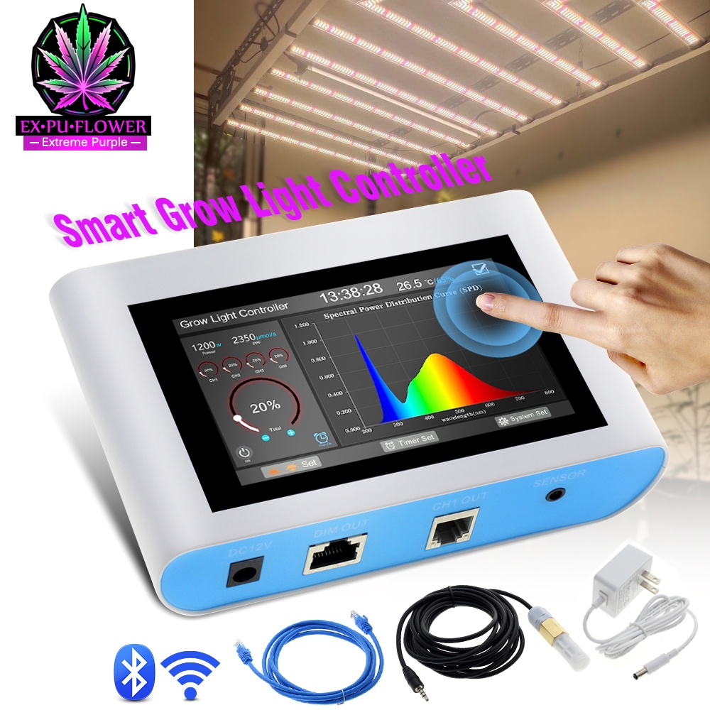 Grow Light Controller RJ14/RJ45 ไฟปลูกต้นไม้ สวิตช์ควบคุม อุณหภูมิในตัว ความชื้น ตัวจับเวลา