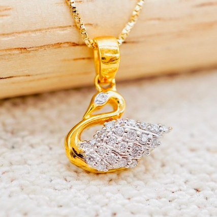 [ PCPY Jewelry ] จี้หงส์เพชรแท้ 💎 ทองคำแท้9K (ทอง37.5%) เพชรแท้น้ำ100 เบลเยี่ยมคัต [9KPP744]