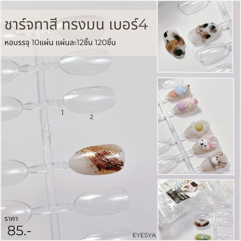 ชาร์จทาสีเพ้นท์ลายเล็บโชว์ ทรงมนสั้น 10แผ่น 120 เล็บ