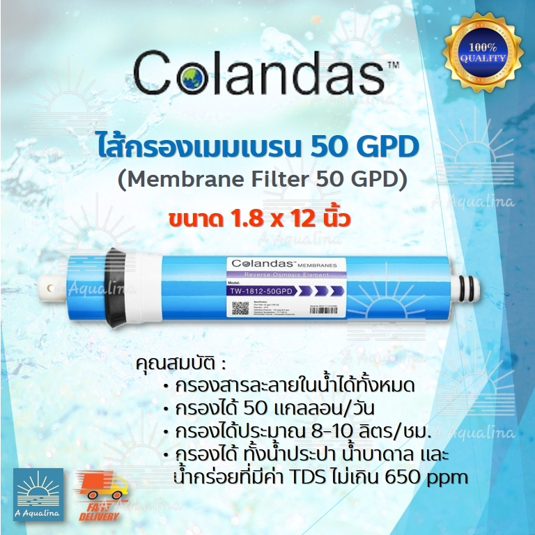 Ro Colandas ไส้กรองเมมเบรน 50 GPD