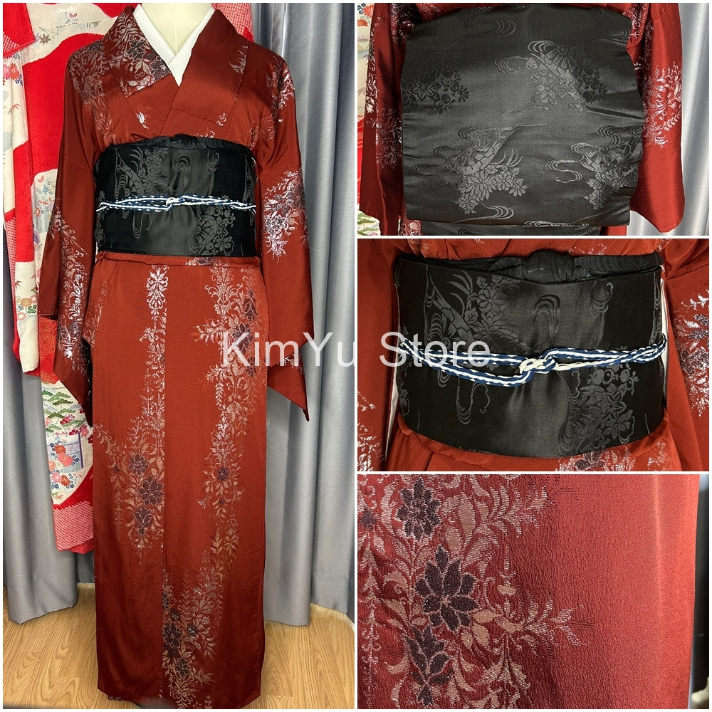 พร้อมส่ง set Kimono กิโมโน สีแดง มืองสองของแท้จากญี่ปุ่น