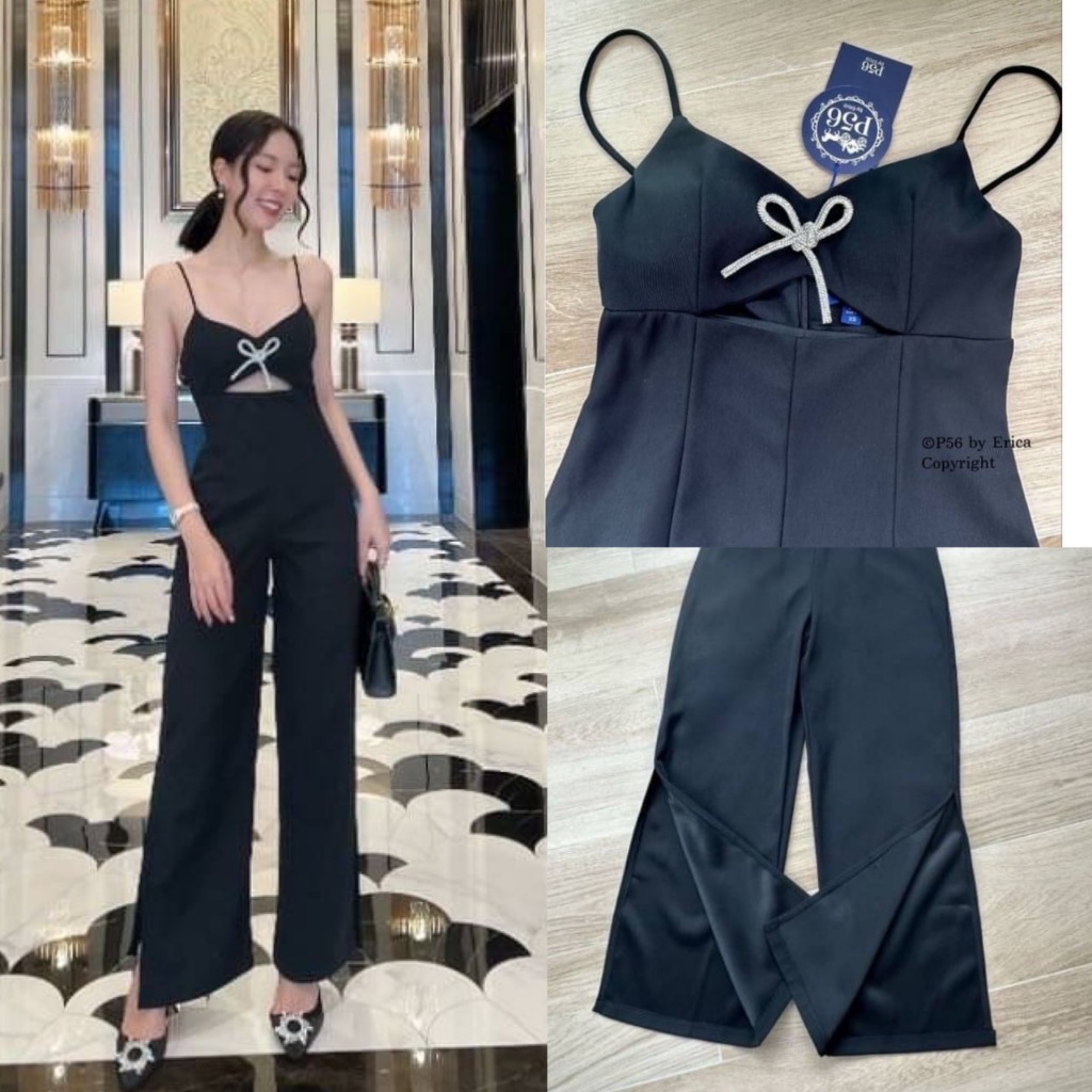 P56 BRAND จั๊มสูทขายาวสีดำ
