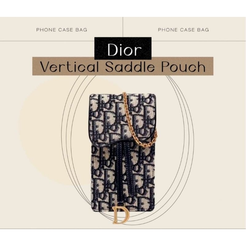 ใหม่ &amp; แท้ 100% | Christian Dior vertical saddle phone pouch oblique jacquard | from france
