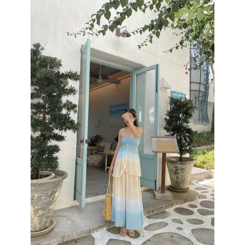มัดย้อม ชุดเซ็ต เกาะอก ขายาว : Code : #TMS1006