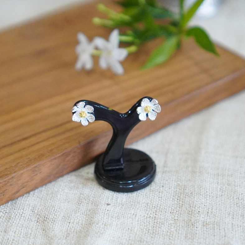 ต่างหูเงินแท้ ดอก for get me not เงินแท้ 92 5 silver 100 yangsilver (QNT168)