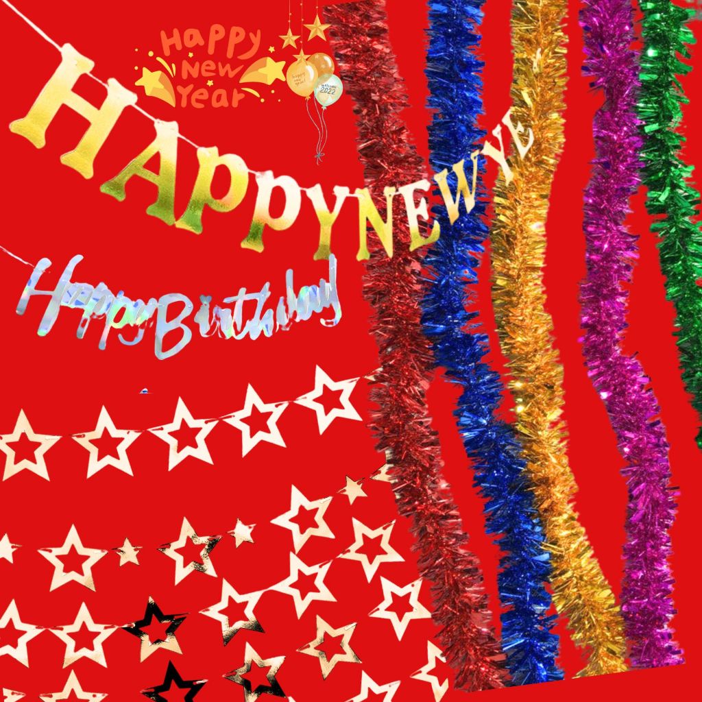 สายรุ้งปีใหม่ ธงราว Happynewyear HappyBirthDay งานปาร์ตี้ คริสต์มาส