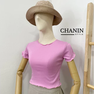 ✨CHANIN.STYLE✨เสื้อครอปชายหยัก ผ้าร่อง ยืดนิ่มทรงสวย ฟรีไซซ์ มีปลายทาง [No.D3- Avaเอวา]