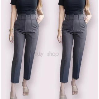 กางเกง9ส่วนเอวสูงซิปหน้า2ตะขอใส่ทำงานได้จ้า#2ตะขอ