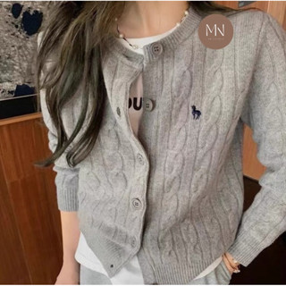 เสื้อคาร์ดิแกน คอกลมผ้าถัก ปักลายม้า ผ้านิ่มฟูไม่คัน⭐️พร้อมส…