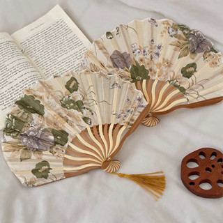 ส่งจากไทย  🇹🇭 พัด แถมซอง พัดพับ พัดลมไม้ไผ่ พัดสวย วินเทจ งา…