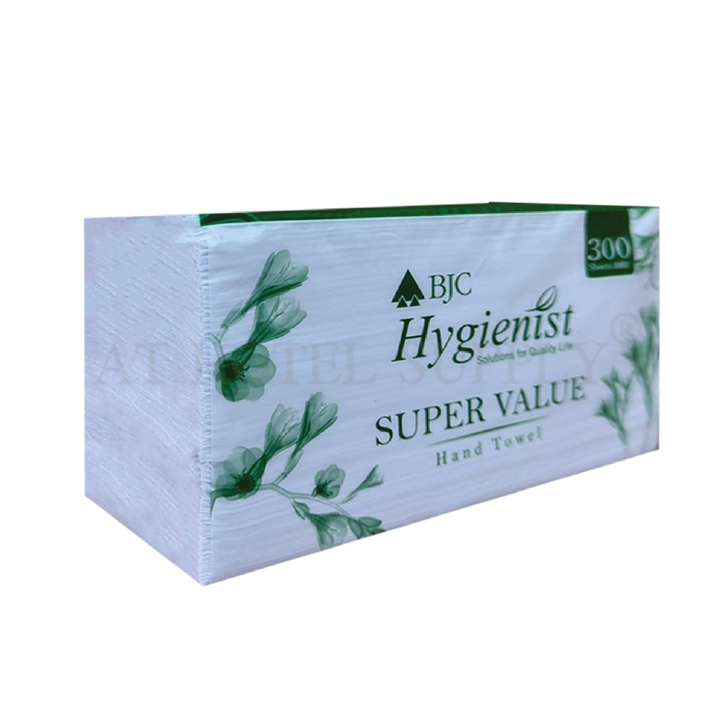 BJC Hygienist กระดาษเช็ดมือแบบแผ่น ซูเปอร์แวลู 1 ชั้น 300 แผ่น 1 ห่อ, 1 แพ็ค ผลิตจากเยื่อกระดาษบริสุทธิ์ 100% ราคา ถูกที่สุด ดีลบีเคเค แกลเลอรีภาพที่ 2