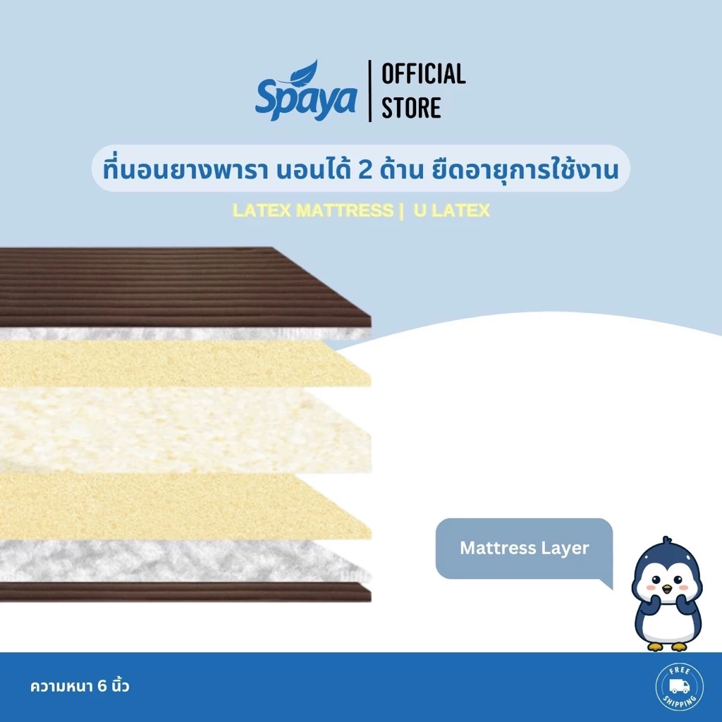 SPAYA ที่นอนยางพารา รุ่น U Latex ขนาด 5 ฟุต หนา 6 นิ้ว thumbnail 5