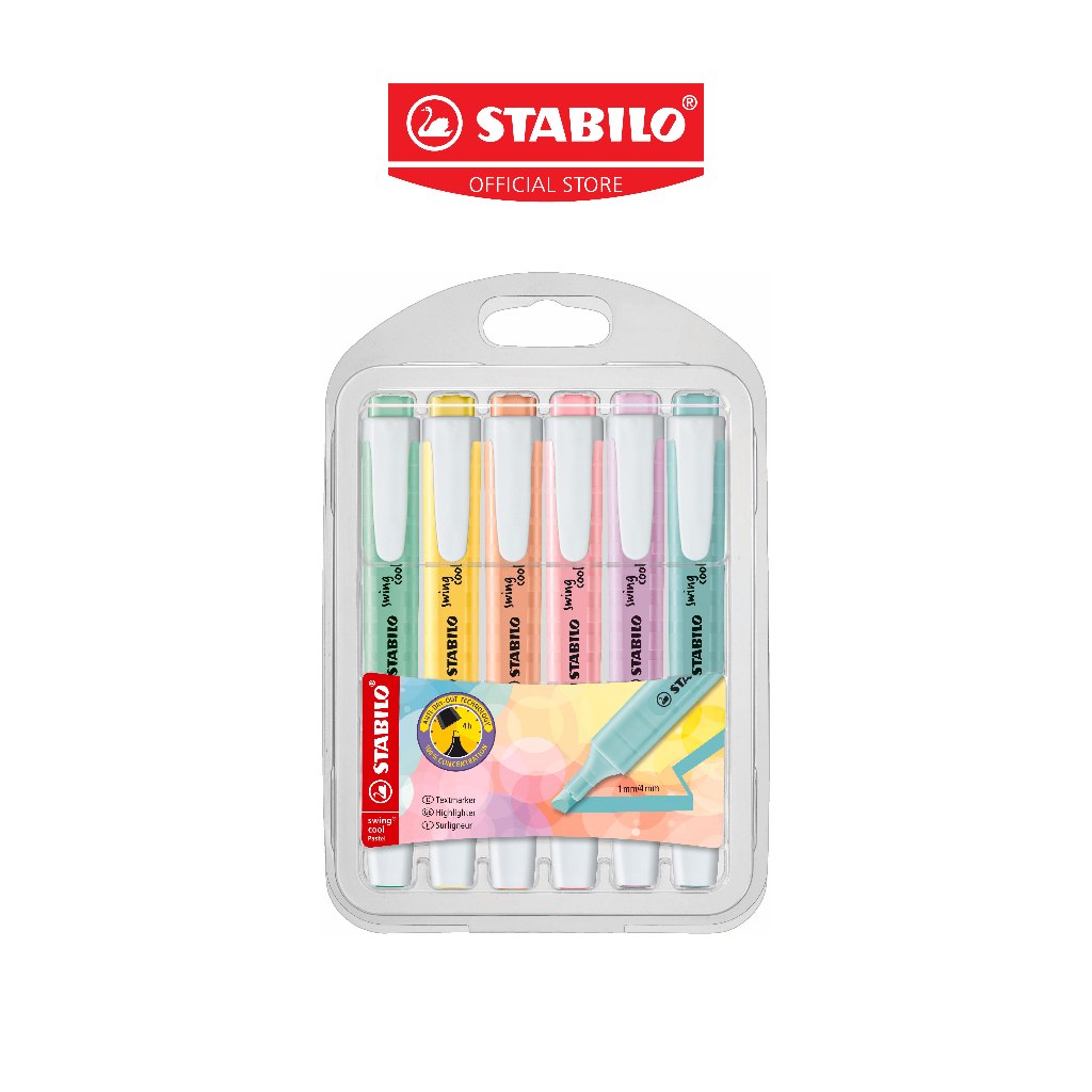 STABILO Swing Cool Pastel ปากกาไฮไลท์ ปากกาเน้นข้อความ สีพาสเทล แพ็ค 6 สี (275/6-08)