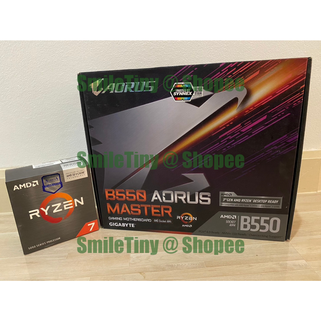 [ผ่อน 0%] CPU AMD Ryzen 5800X3D + Mainboard Gigabyte B550 Aorus master