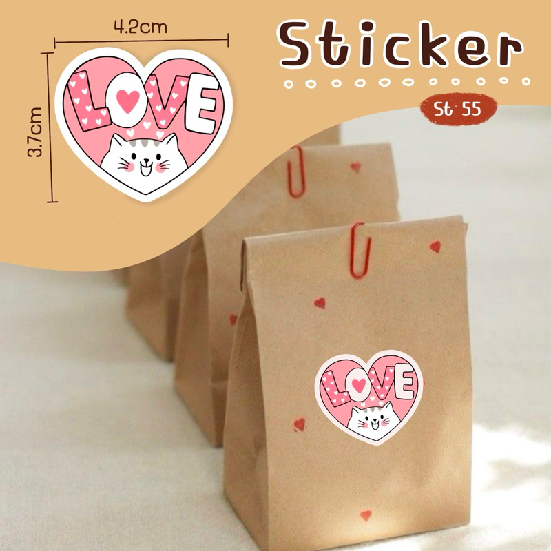 สติ๊กเกอร์ LOVE น้องแมว 20 ดวง 3.9x4.2 cm รหัส st55