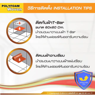 POLYFOAM WOVEN แผ่น PX50-CEL 60*60ซม*5มม ฟอยล์เมทัลไลท์ 1ด้าน ตะข่ายวูเว่น 1ด้าน สะท้อนความร้อน 95%