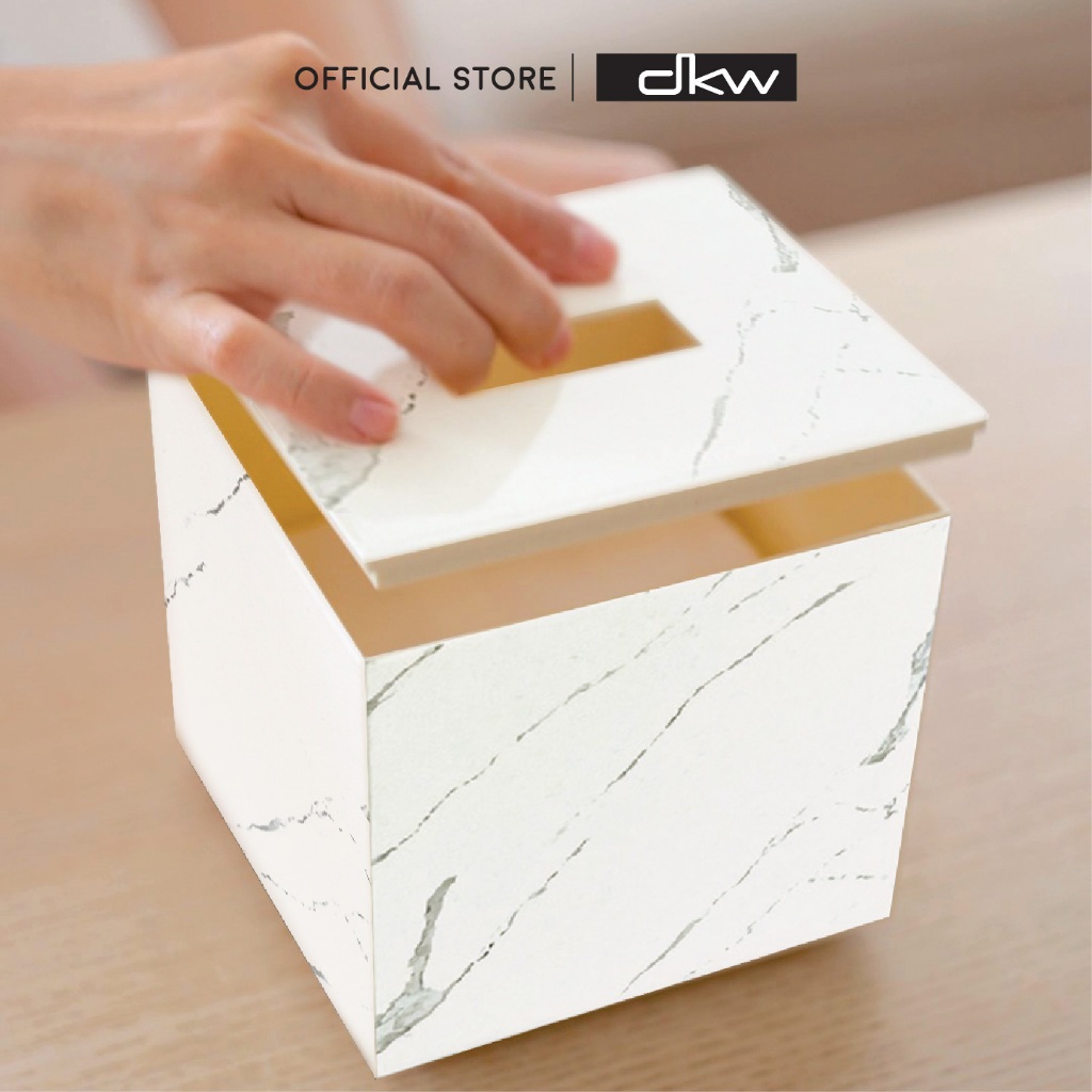 DKW HH-3019F กล่องกระดาษทิชชู่ ใส่แบบม้วนหนาพิเศษ-ยาวพิเศษได้ ลายหินอ่อน