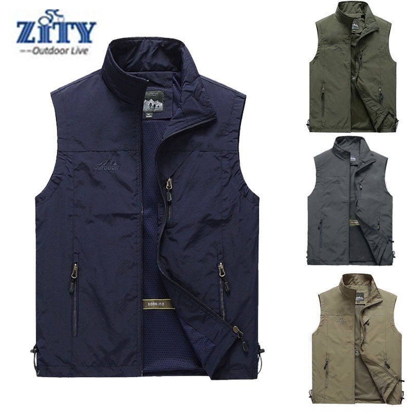 Flash Sale  ฤดูร้อน ทหาร เสื้อแขนกุดชายเสื้อกั๊กกลางแจ้งสบาย ๆ น้ำหนักเบาระบายอากาศกันน้ำ M-6XL