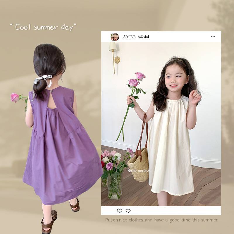 302 พร้อมส่ง ชุดเดรสแขนกุด สไตล์เกาหลี แฟชั่นสำหรับเด็กผู้หญิง