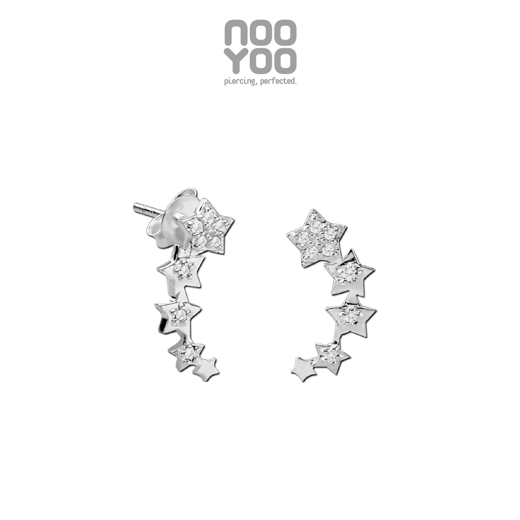 NooYoo ต่างหูสำหรับผิวแพ้ง่าย Star Comet with Crystal Surgical Steel