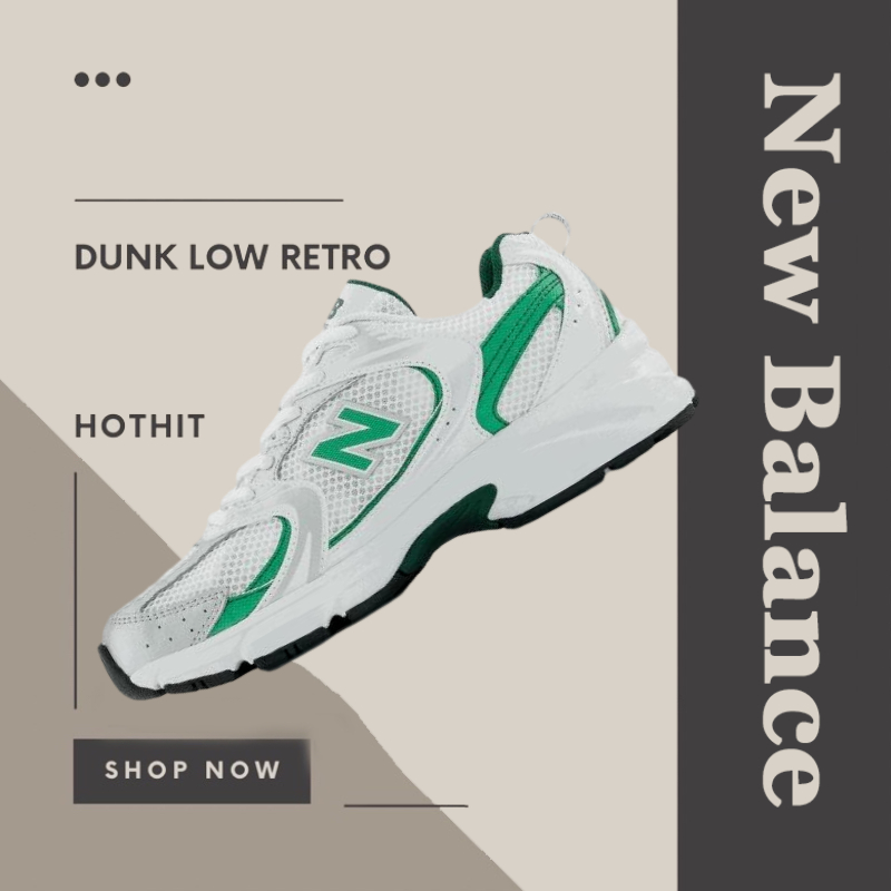 New Balance 530 series รองเท้าวิ่งที่ทนทานต่อการสึกหรอสีขาวและสีเขียว