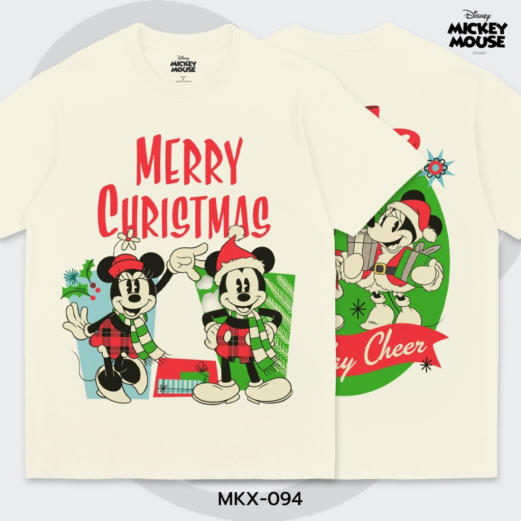 Power 7 Shop เสื้อยืดการ์ตูน มิกกี้เมาส์ “Merry Christmas” ลิขสิทธ์แท้ DISNEY (MKX-094)