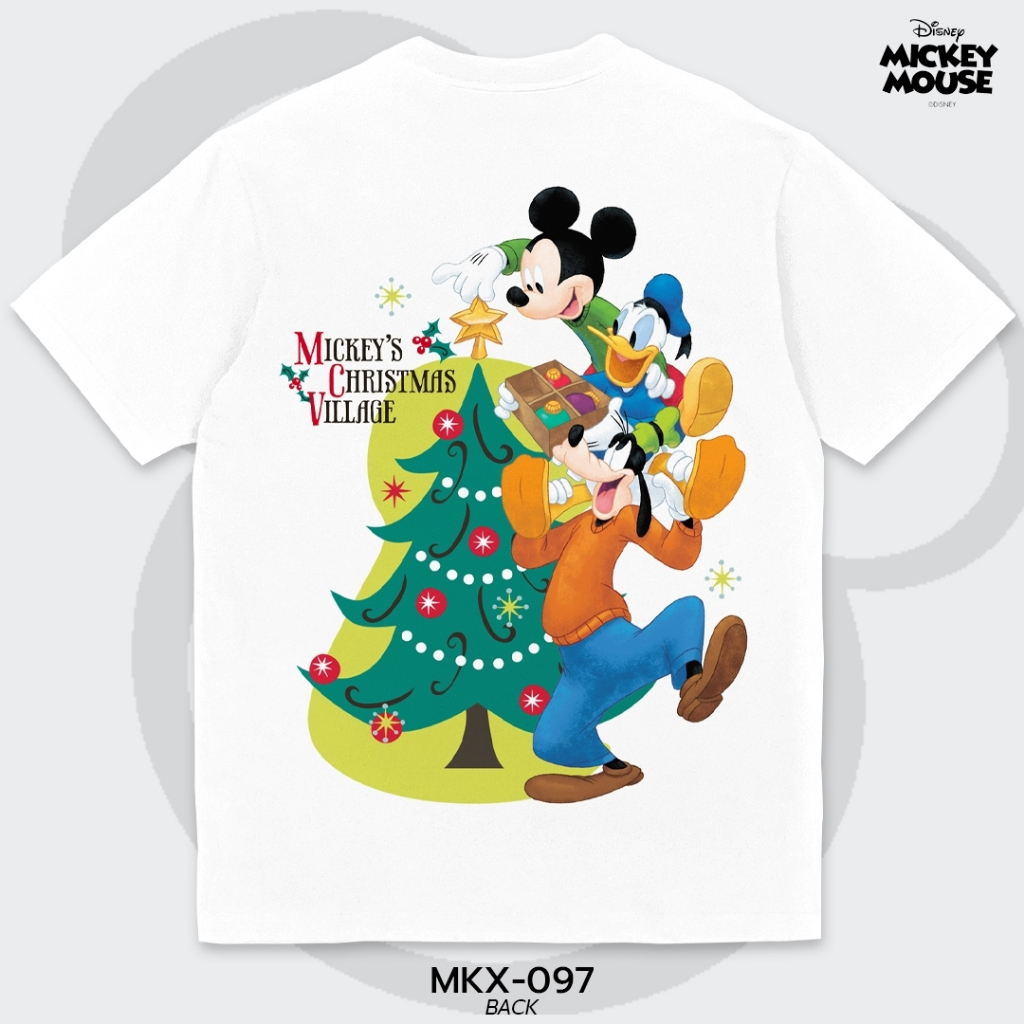 Power 7 Shop เสื้อยืดการ์ตูน มิกกี้เมาส์ “Merry Christmas” ลิขสิทธ์แท้ DISNEY (MKX-097)