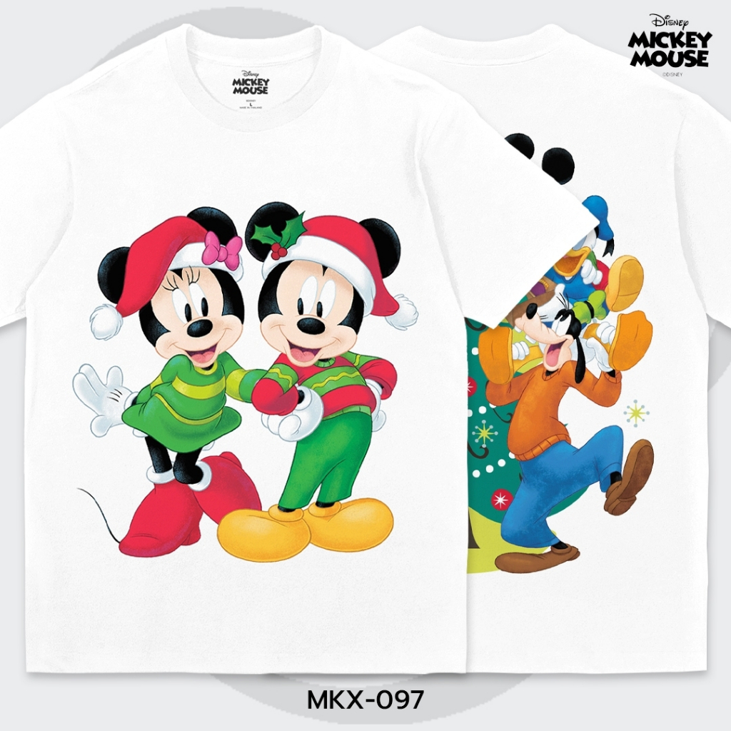 Power 7 Shop เสื้อยืดการ์ตูน มิกกี้เมาส์ “Merry Christmas” ลิขสิทธ์แท้ DISNEY (MKX-097)