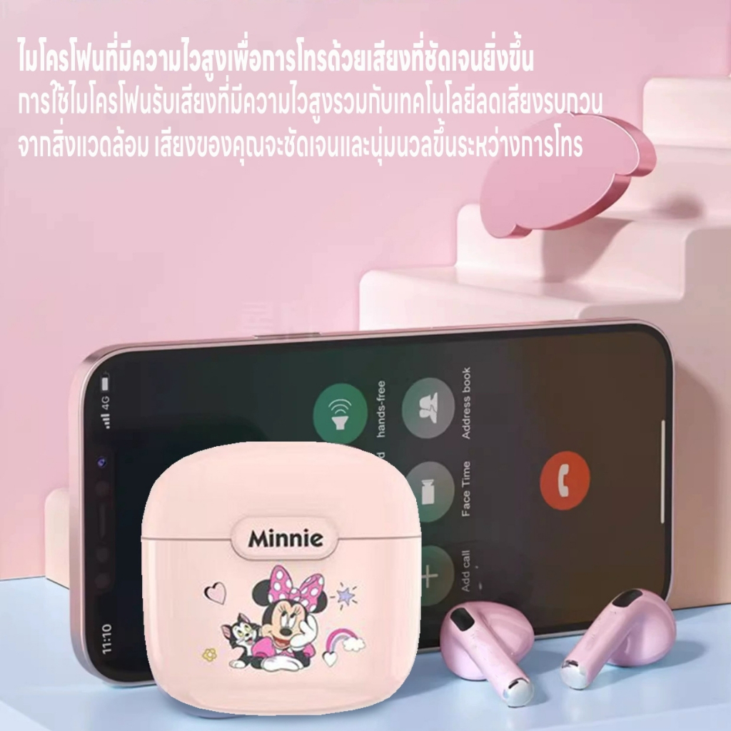 หูฟังบลูทูธ หูฟังลายการ์ตูน แบบบลูทูธไร้สาย Bluetooth5.3 เสียงใส เสียง4D เชื่อมได้ทั้งแอนดรอย์และIOS ทนทาน ชาร์Type -C