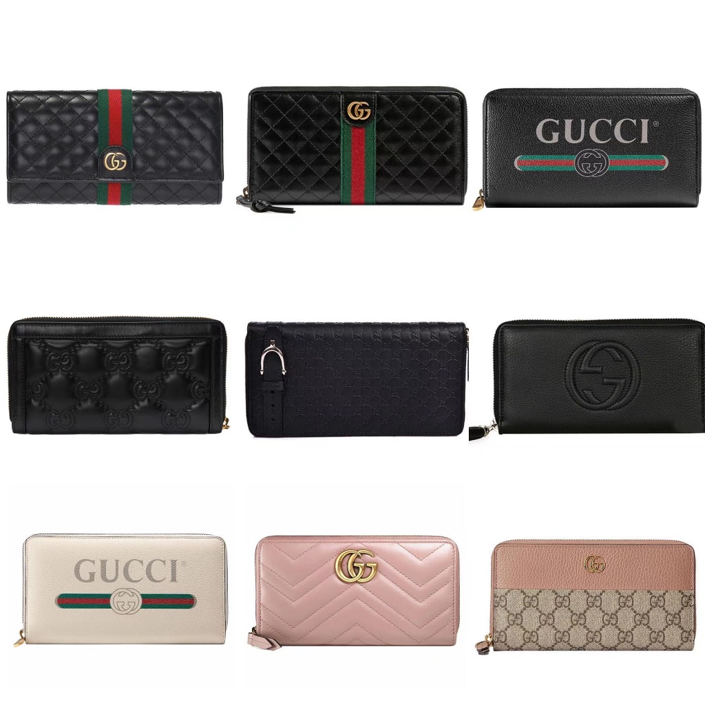 Gucci/กระเป๋าสตางค์ผู้หญิง/หรูหรา/กระเป๋าสตางค์ใบยาว/ของแท้ 100%