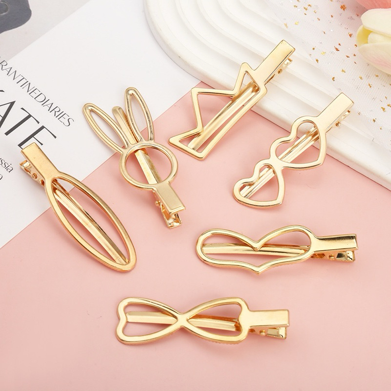 [พร้อมส่งจากไทย] ซื้อ 1แถม1 กิ๊บติดผม ชนิดโลหะ สีทอง ลายน่ารัก