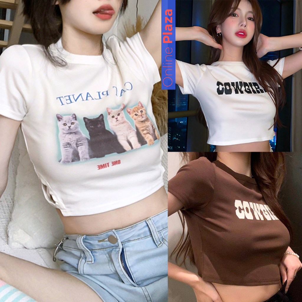 Molly รวมเสื้อครอปท็อปเข้ารูป เอวลอย ลายน่ารัก Women's crop top