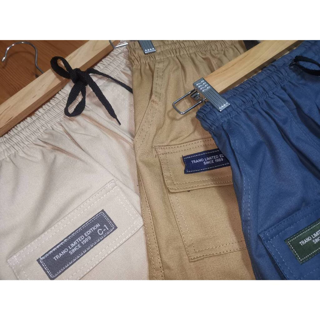 กางเกงขาสั้นผู้ชาย วินเทจ สไตล์แคมป์ปิ้ง เอวยางยืด เนื้อผ้า Cotton100%