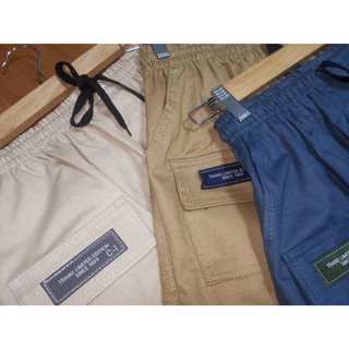 กางเกงขาสั้นผู้ชาย วินเทจ สไตล์แคมป์ปิ้ง เอวยางยืด เนื้อผ้า Cotton100%
