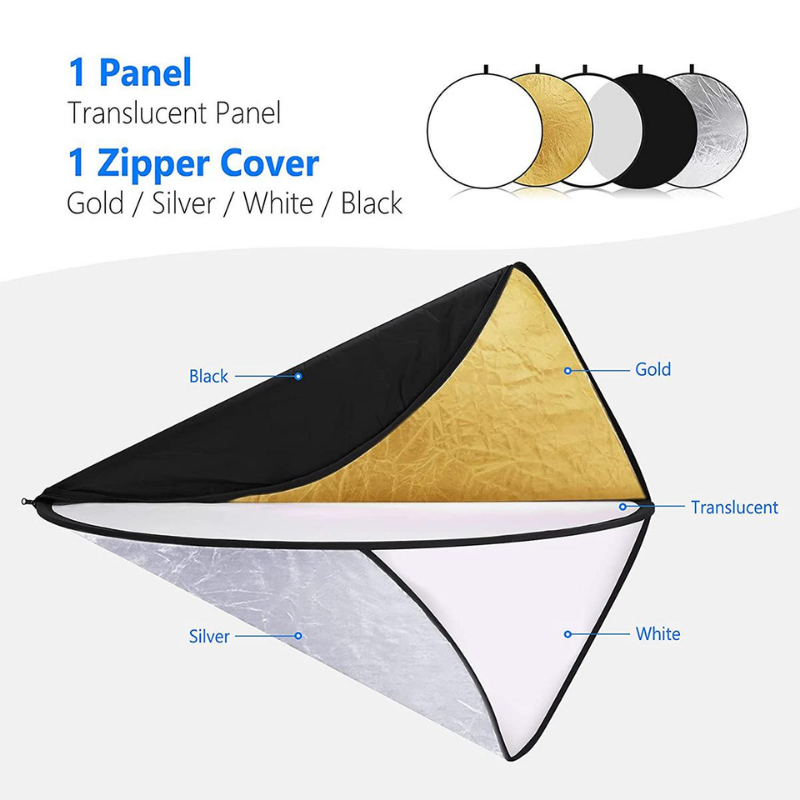 K&F แผ่นสะท้อนแสง 5 in 1 Circular Reflector Portable Foldable