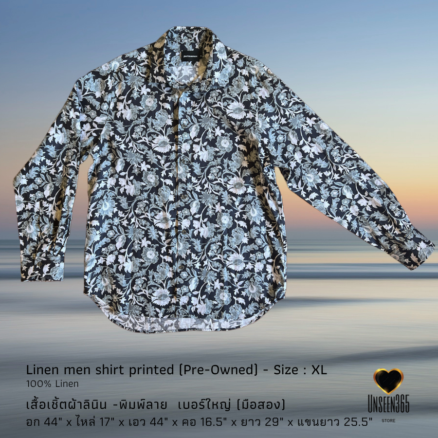 เสื้อเชิ้ต ผ้าลินิน (มือสอง) ไซส์ XL Shirt-100%linen printed Size: XL (Pre owned) MSC-10 -จิม ทอมป์สัน -Jim Thompson