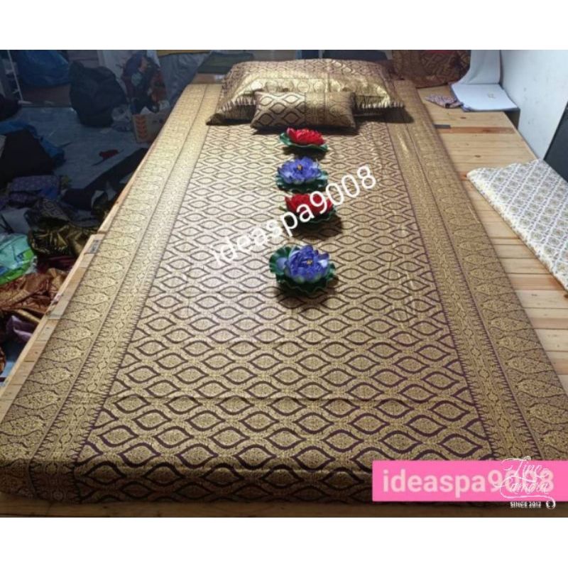 ผ้าปูไทยพร้อมปลอกหมอนสำหรับเบาะนวดไทย(ใด้ปลอกหมอน1ใบ)