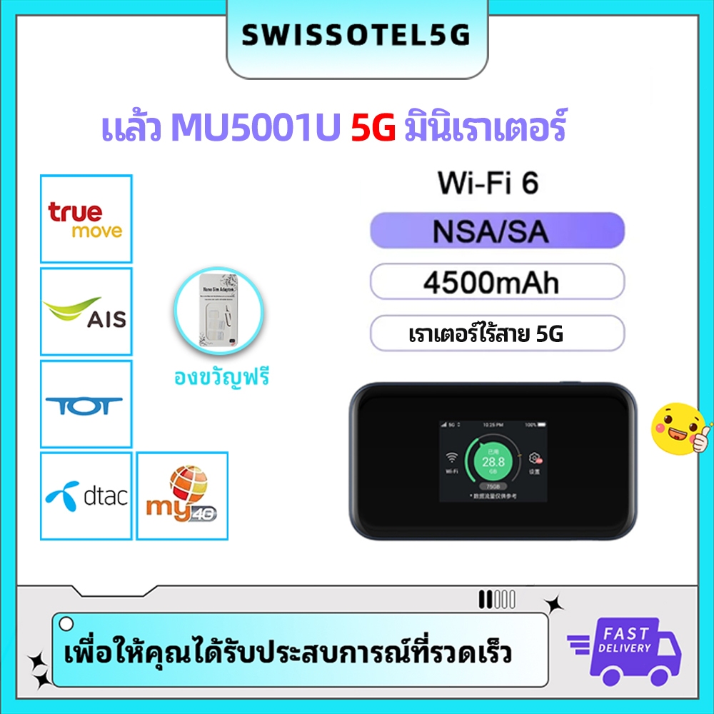 ZTE เราเตอร์ไวไฟ 5G Optus MU5001 เราเตอร์ปลั๊กอิน wifi6 ฮอตสปอตมือถือ 5G CPE NSA SA WiFi6 Max 32 180