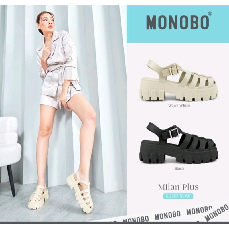 Monobo รุ่นMilan-Plus/Nippon ของแท้ % รองเท้าส้นตึก รัดส้น