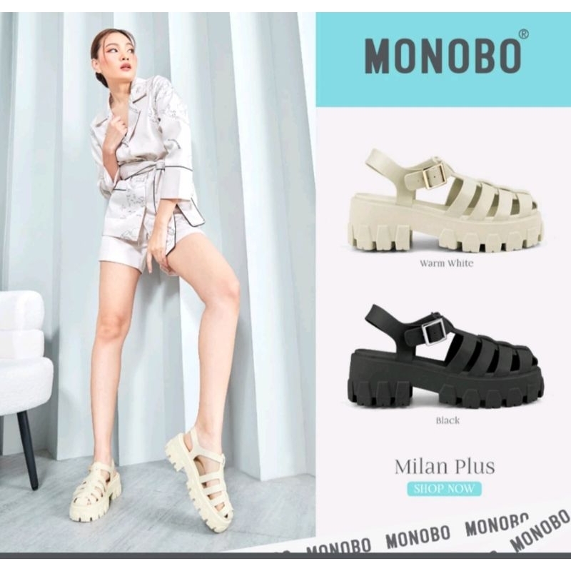 Monobo รุ่นMilan-Plus/Nippon ของแท้💯% รองเท้าส้นตึก รัดส้น