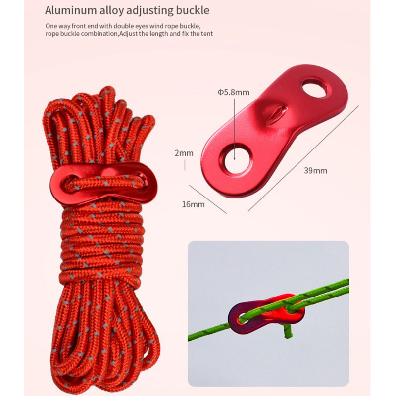 🔥พร้อมส่งจากไทย🔥เชือกเต็นท์สะท้อนแสง พร้อมตัวรั้งเชือก เชือกฟลายชีทขนาด4mmx4m - รูปที่ 2