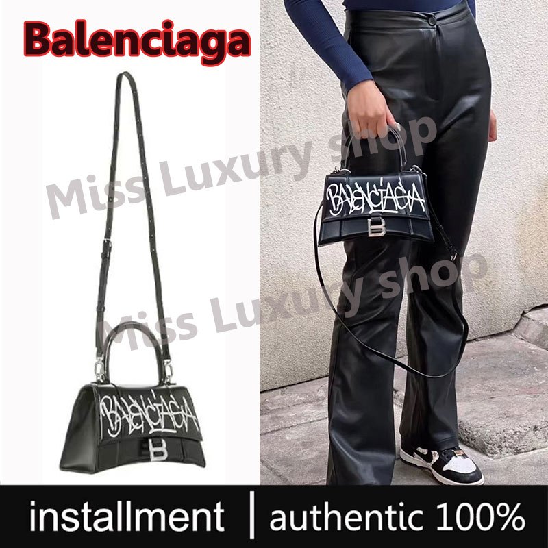 Balenciaga Hourglassกระเป๋าไหล่กราฟฟิติของแท้100%