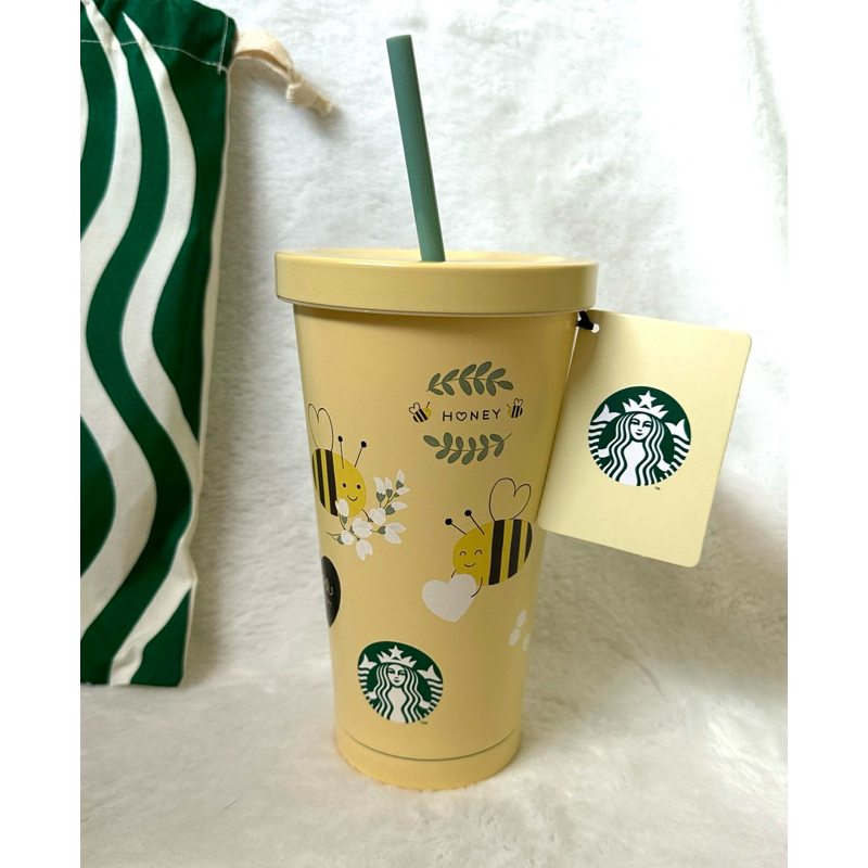 มือหนึ่ง Starbucks แก้วสแตนเลส Honey Bee 18 oz