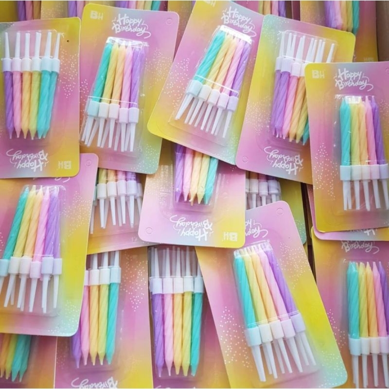 (ราคาส่ง 5 บาท) เทียนเกลียวสั้น เทียนเกาหลี เทียนสั้นสีพาสเทล