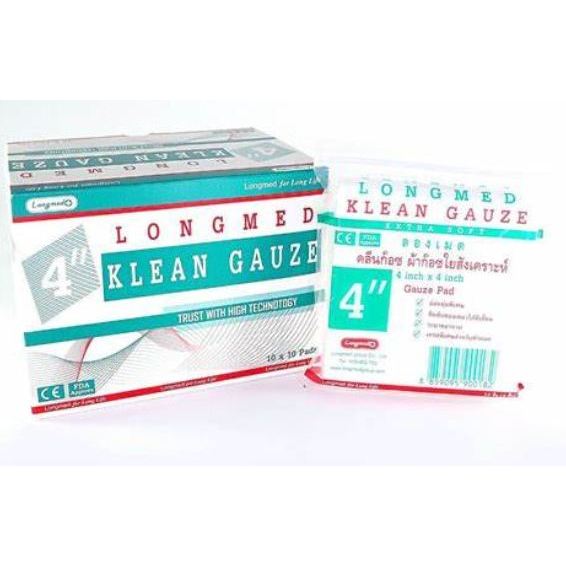 Longmed Klean Gauze 4*4 10ชิ้น/1กล่อง
